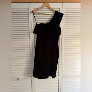 Bardot Black One-Shoulder Ruffle Dress